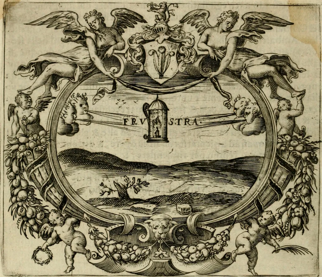 An illustration from Le imprese illvstri del s.or Ieronimo Rvscelli. Aggivntovi nvovam.te il qvarto libro da Vincenzo Rvscelli da Viterbo.., 1584, leaf 609