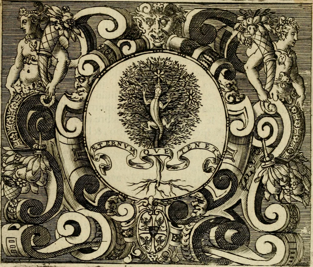 An illustration from Le imprese illvstri del s.or Ieronimo Rvscelli. Aggivntovi nvovam.te il qvarto libro da Vincenzo Rvscelli da Viterbo.., 1584, leaf 614