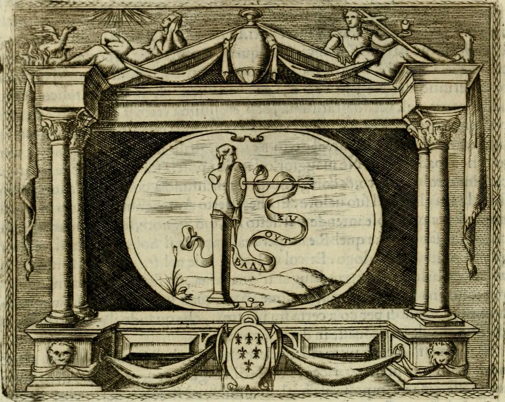 An illustration from Le imprese illvstri del s.or Ieronimo Rvscelli. Aggivntovi nvovam.te il qvarto libro da Vincenzo Rvscelli da Viterbo.., 1584, leaf 71