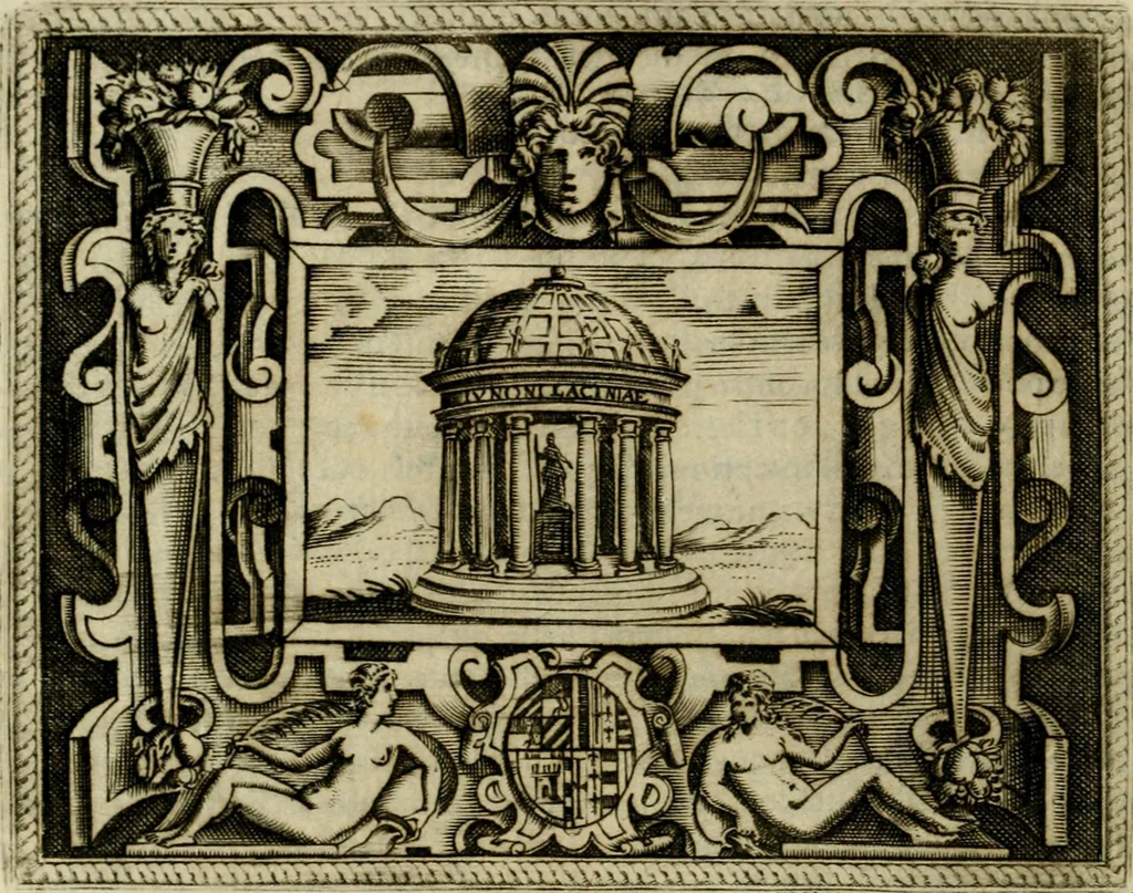 An illustration from Le imprese illvstri del s.or Ieronimo Rvscelli. Aggivntovi nvovam.te il qvarto libro da Vincenzo Rvscelli da Viterbo.., 1584, leaf 77