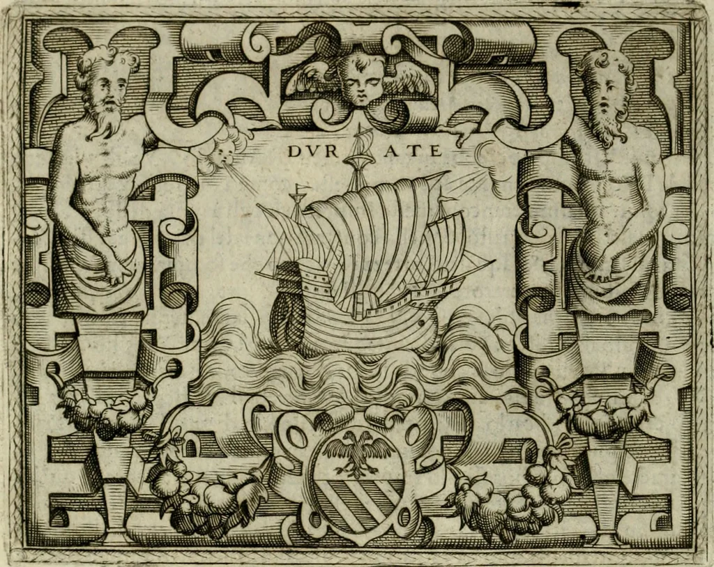 An illustration from Le imprese illvstri del s.or Ieronimo Rvscelli. Aggivntovi nvovam.te il qvarto libro da Vincenzo Rvscelli da Viterbo.., 1584, leaf 93