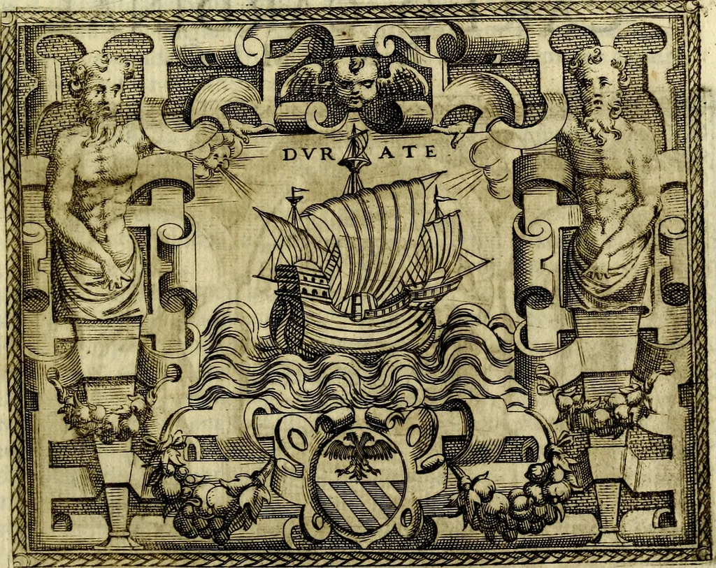 An illustration from Le imprese illvstri, con espositioni, et discorsi del S.or Ieronimo Rvscelli. Con la givnta di altre imprese tvtto riordinato et corretto da Fran.co Patritio, 1572, leaf 104