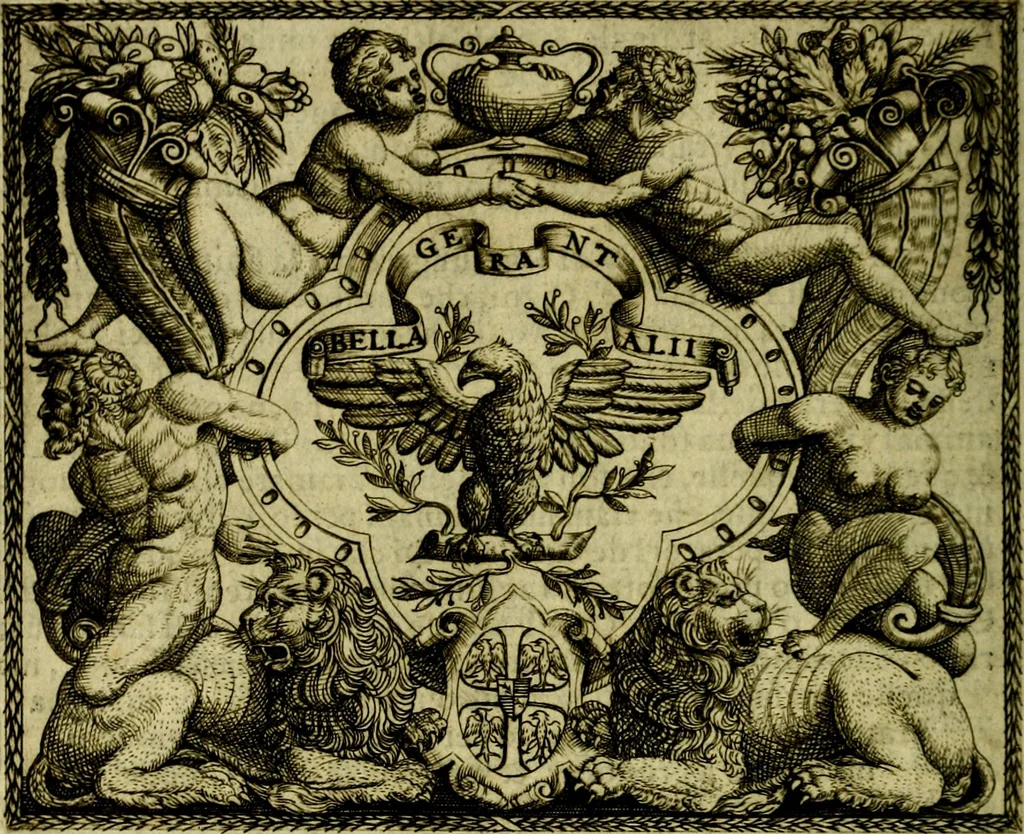 An illustration from Le imprese illvstri, con espositioni, et discorsi del S.or Ieronimo Rvscelli. Con la givnta di altre imprese tvtto riordinato et corretto da Fran.co Patritio, 1572, leaf 129