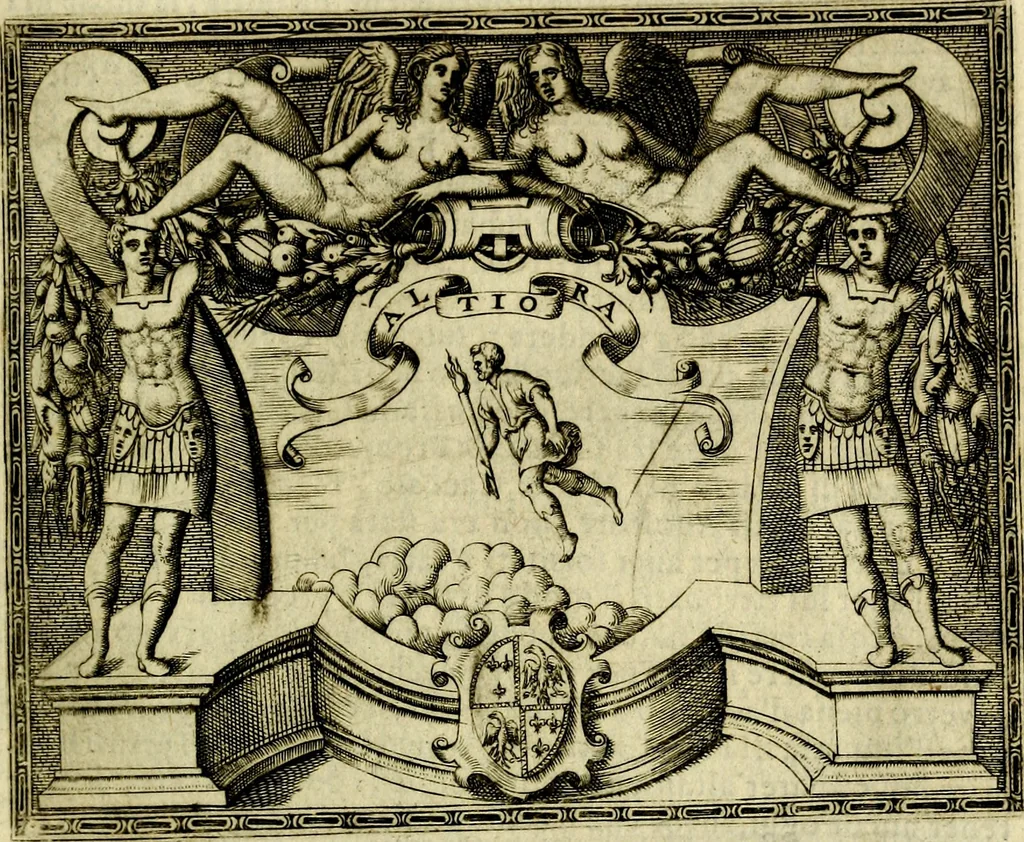 An illustration from Le imprese illvstri, con espositioni, et discorsi del S.or Ieronimo Rvscelli. Con la givnta di altre imprese tvtto riordinato et corretto da Fran.co Patritio, 1572, leaf 138