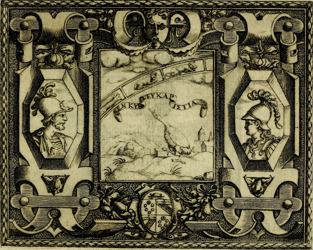 An illustration from Le imprese illvstri, con espositioni, et discorsi del S.or Ieronimo Rvscelli. Con la givnta di altre imprese tvtto riordinato et corretto da Fran.co Patritio, 1572, leaf 154