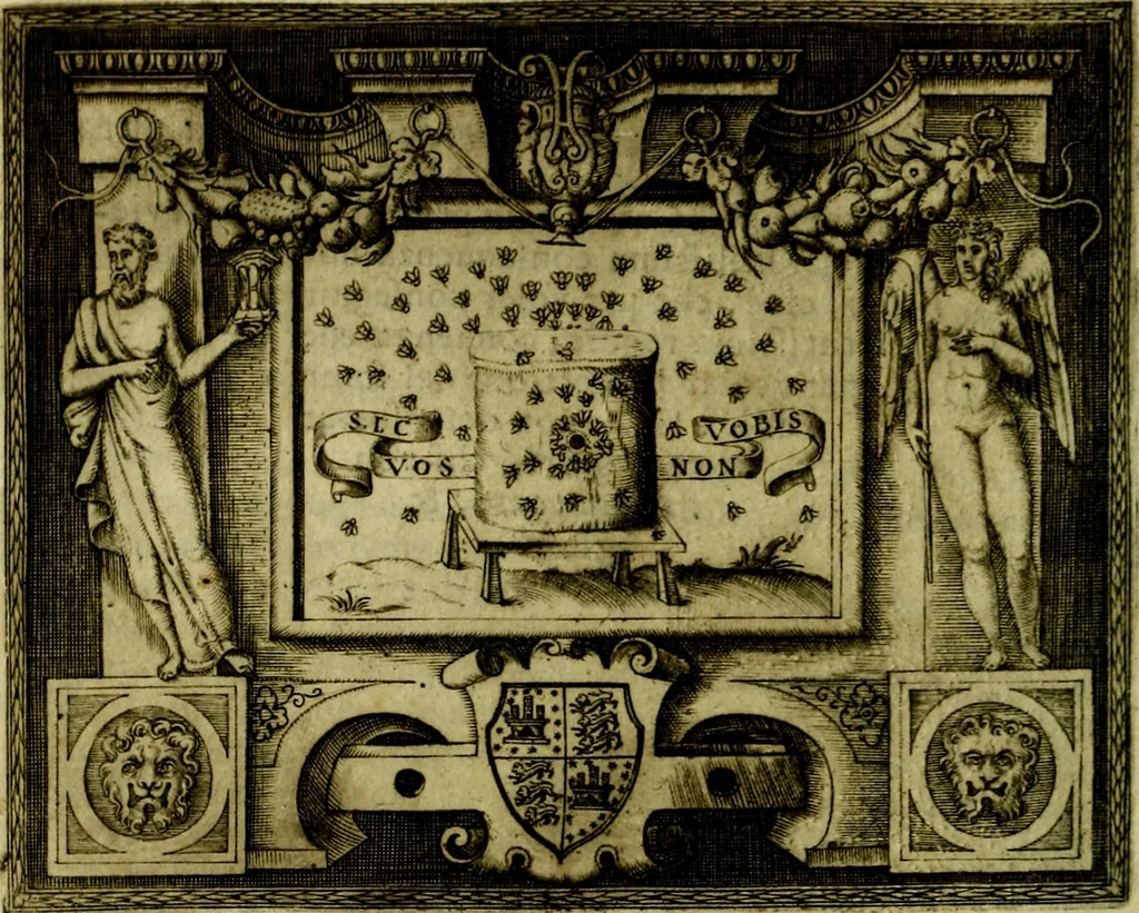 An illustration from Le imprese illvstri, con espositioni, et discorsi del S.or Ieronimo Rvscelli. Con la givnta di altre imprese tvtto riordinato et corretto da Fran.co Patritio, 1572, leaf 181