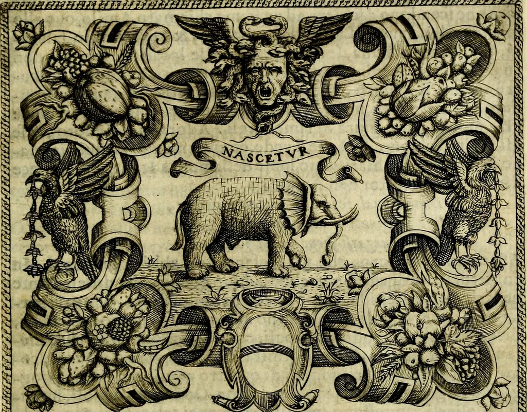 An illustration from Le imprese illvstri, con espositioni, et discorsi del S.or Ieronimo Rvscelli. Con la givnta di altre imprese tvtto riordinato et corretto da Fran.co Patritio, 1572, leaf 184