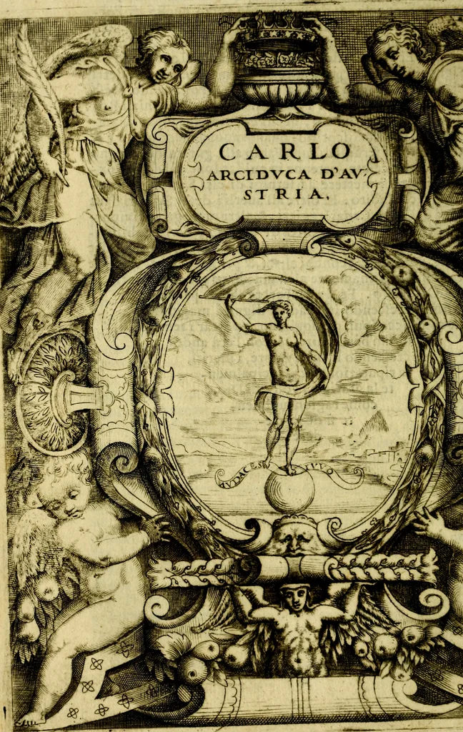 An illustration from Le imprese illvstri, con espositioni, et discorsi del S.or Ieronimo Rvscelli. Con la givnta di altre imprese tvtto riordinato et corretto da Fran.co Patritio, 1572, leaf 213
