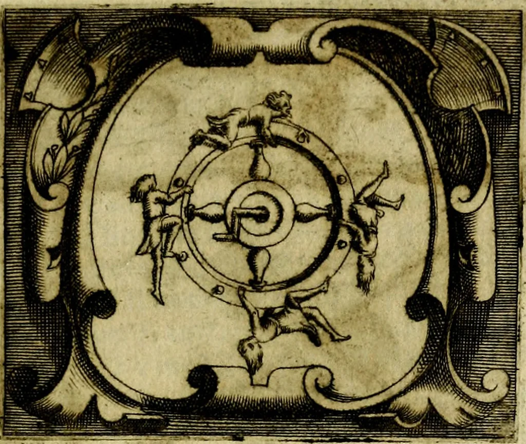 An illustration from Le imprese illvstri, con espositioni, et discorsi del S.or Ieronimo Rvscelli. Con la givnta di altre imprese tvtto riordinato et corretto da Fran.co Patritio, 1572, leaf 218