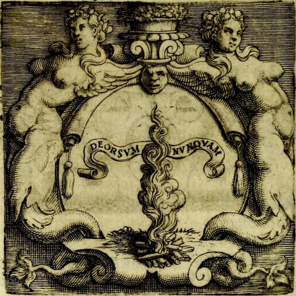 An illustration from Le imprese illvstri, con espositioni, et discorsi del S.or Ieronimo Rvscelli. Con la givnta di altre imprese tvtto riordinato et corretto da Fran.co Patritio, 1572, leaf 231