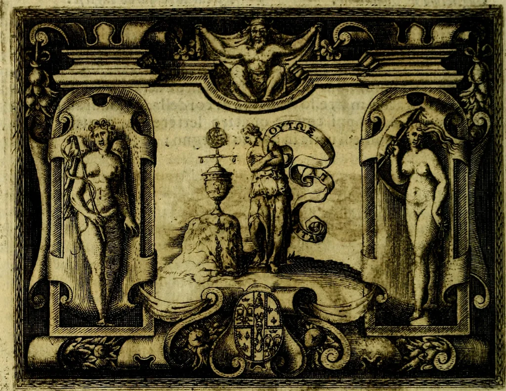 An illustration from Le imprese illvstri, con espositioni, et discorsi del S.or Ieronimo Rvscelli. Con la givnta di altre imprese tvtto riordinato et corretto da Fran.co Patritio, 1572, leaf 245