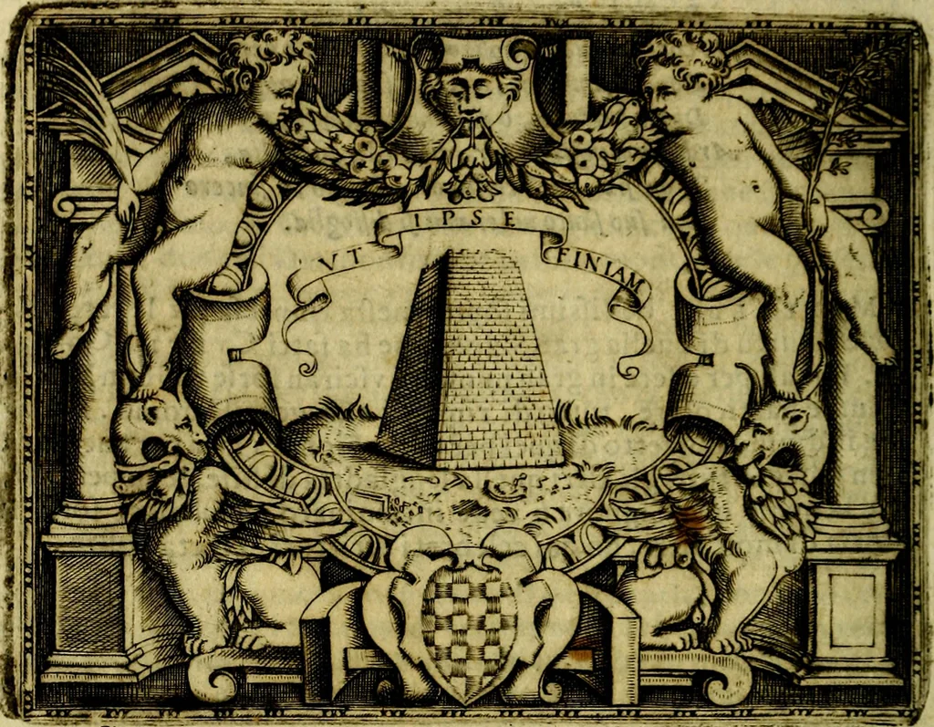 An illustration from Le imprese illvstri, con espositioni, et discorsi del S.or Ieronimo Rvscelli. Con la givnta di altre imprese tvtto riordinato et corretto da Fran.co Patritio, 1572, leaf 253