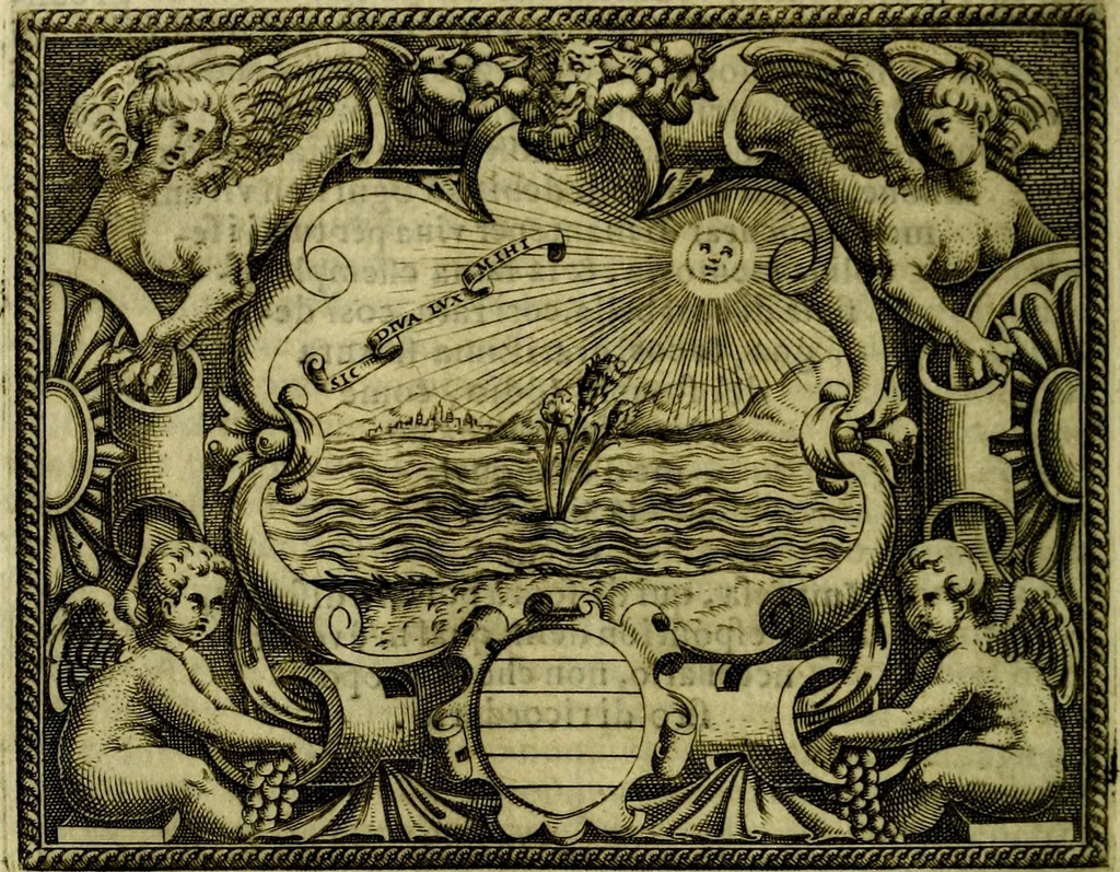 An illustration from Le imprese illvstri, con espositioni, et discorsi del S.or Ieronimo Rvscelli. Con la givnta di altre imprese tvtto riordinato et corretto da Fran.co Patritio, 1572, leaf 265