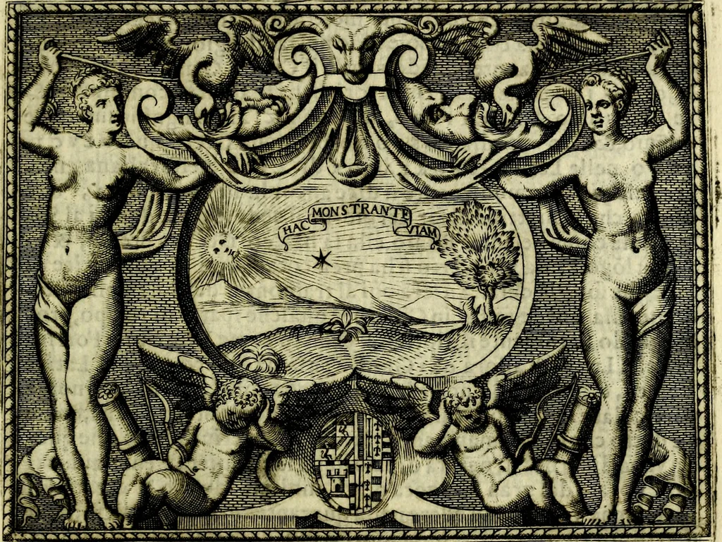 An illustration from Le imprese illvstri, con espositioni, et discorsi del S.or Ieronimo Rvscelli. Con la givnta di altre imprese tvtto riordinato et corretto da Fran.co Patritio, 1572, leaf 274