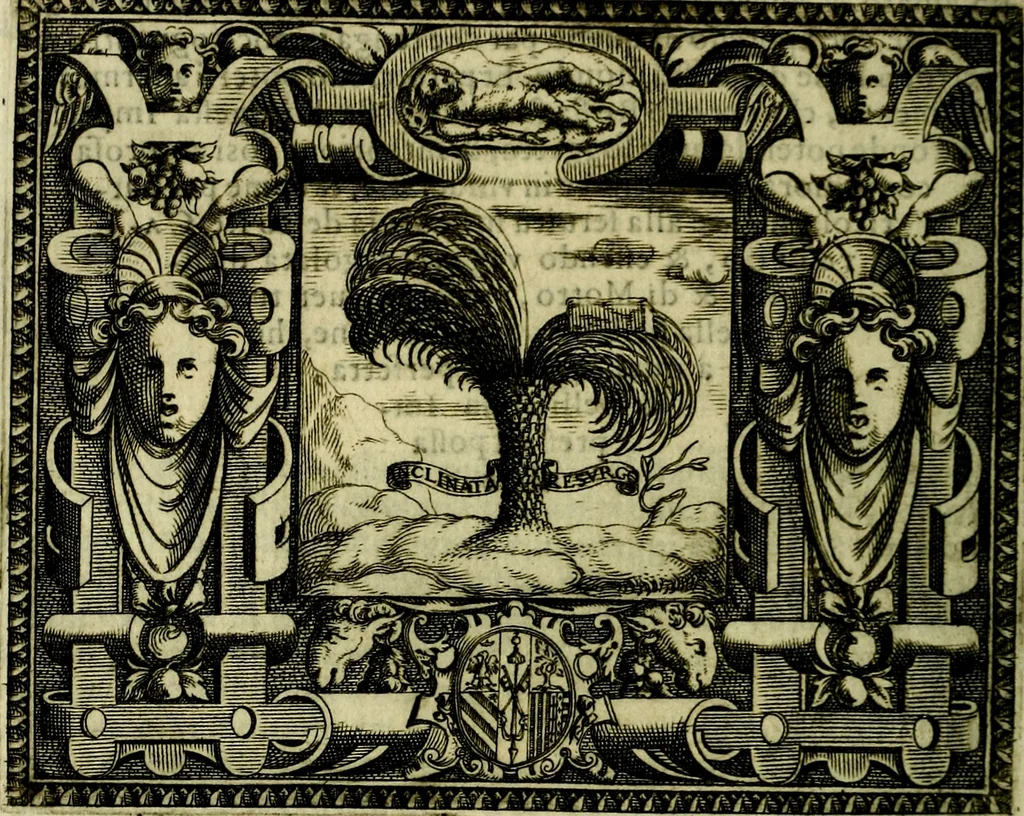 An illustration from Le imprese illvstri, con espositioni, et discorsi del S.or Ieronimo Rvscelli. Con la givnta di altre imprese tvtto riordinato et corretto da Fran.co Patritio, 1572, leaf 283