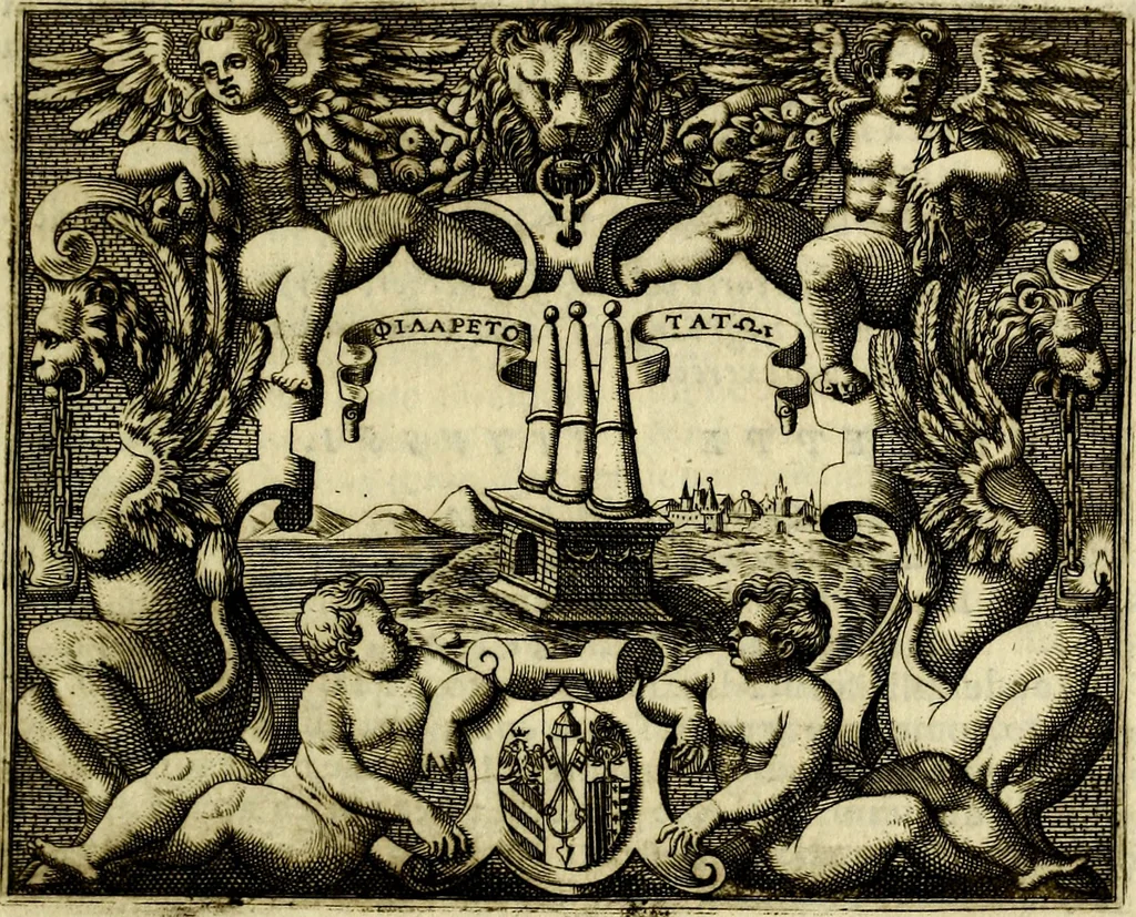 An illustration from Le imprese illvstri, con espositioni, et discorsi del S.or Ieronimo Rvscelli. Con la givnta di altre imprese tvtto riordinato et corretto da Fran.co Patritio, 1572, leaf 312