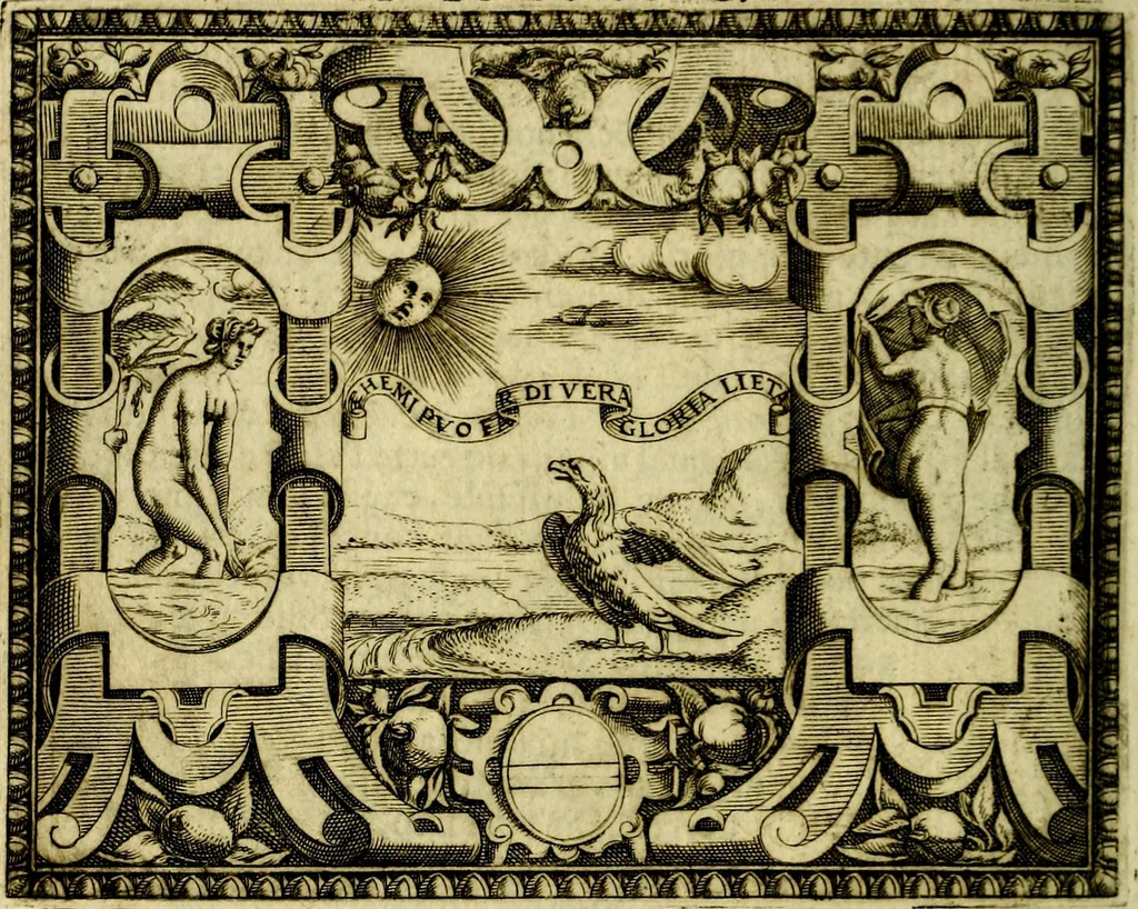 An illustration from Le imprese illvstri, con espositioni, et discorsi del S.or Ieronimo Rvscelli. Con la givnta di altre imprese tvtto riordinato et corretto da Fran.co Patritio, 1572, leaf 319