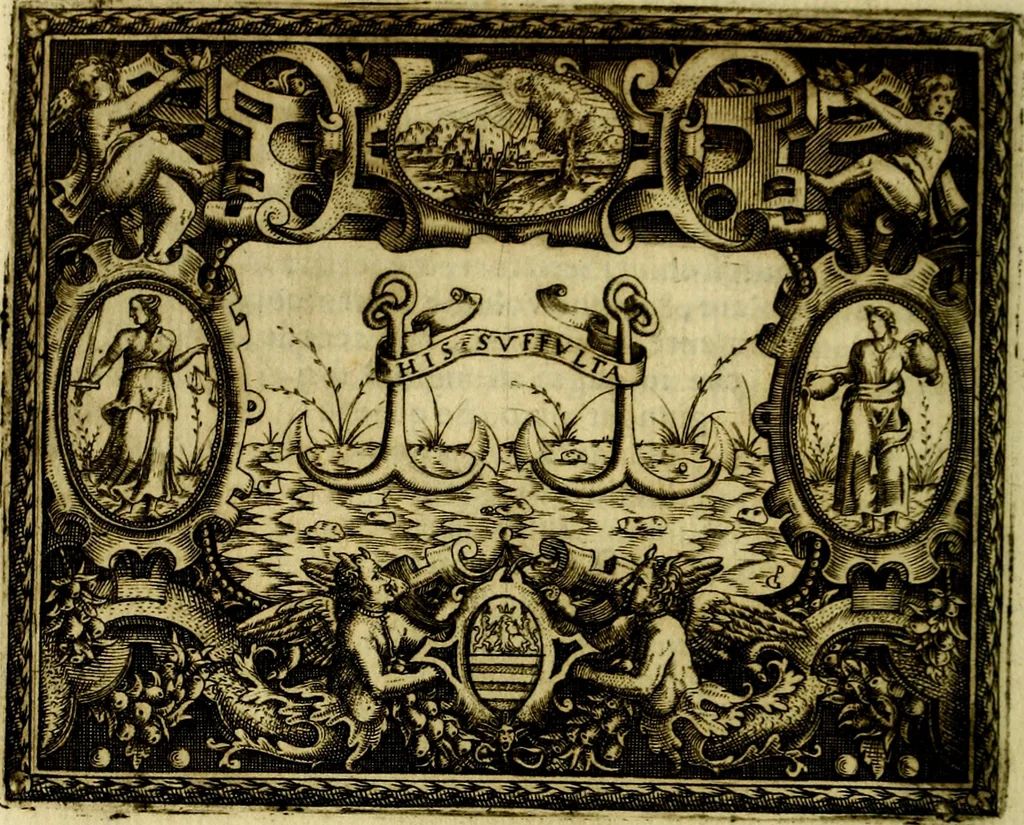 An illustration from Le imprese illvstri, con espositioni, et discorsi del S.or Ieronimo Rvscelli. Con la givnta di altre imprese tvtto riordinato et corretto da Fran.co Patritio, 1572, leaf 325