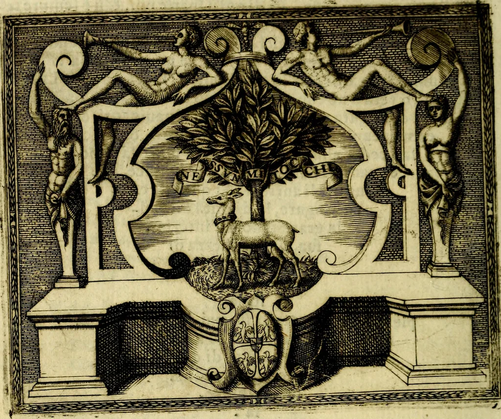 An illustration from Le imprese illvstri, con espositioni, et discorsi del S.or Ieronimo Rvscelli. Con la givnta di altre imprese tvtto riordinato et corretto da Fran.co Patritio, 1572, leaf 339