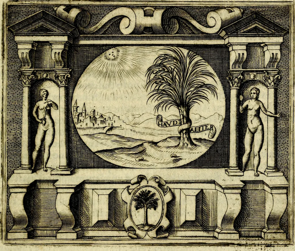 An illustration from Le imprese illvstri, con espositioni, et discorsi del S.or Ieronimo Rvscelli. Con la givnta di altre imprese tvtto riordinato et corretto da Fran.co Patritio, 1572, leaf 350