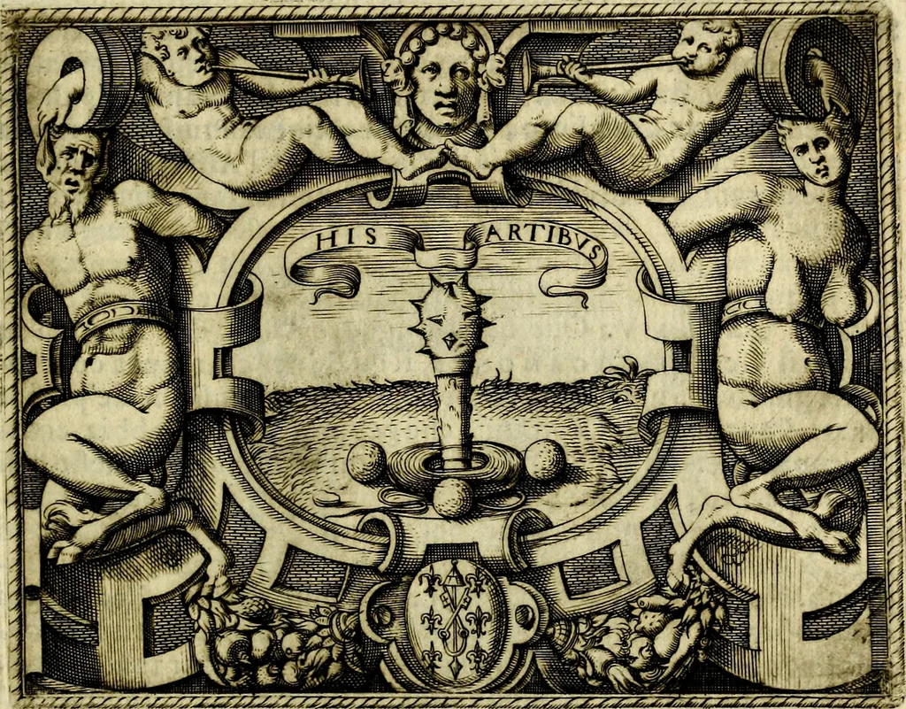 An illustration from Le imprese illvstri, con espositioni, et discorsi del S.or Ieronimo Rvscelli. Con la givnta di altre imprese tvtto riordinato et corretto da Fran.co Patritio, 1572, leaf 360