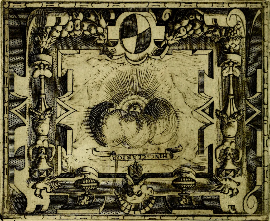 An illustration from Le imprese illvstri, con espositioni, et discorsi del S.or Ieronimo Rvscelli. Con la givnta di altre imprese tvtto riordinato et corretto da Fran.co Patritio, 1572, leaf 365