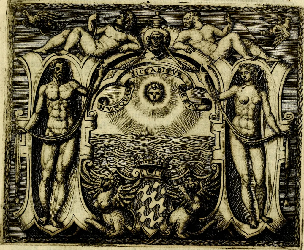 An illustration from Le imprese illvstri, con espositioni, et discorsi del S.or Ieronimo Rvscelli. Con la givnta di altre imprese tvtto riordinato et corretto da Fran.co Patritio, 1572, leaf 384