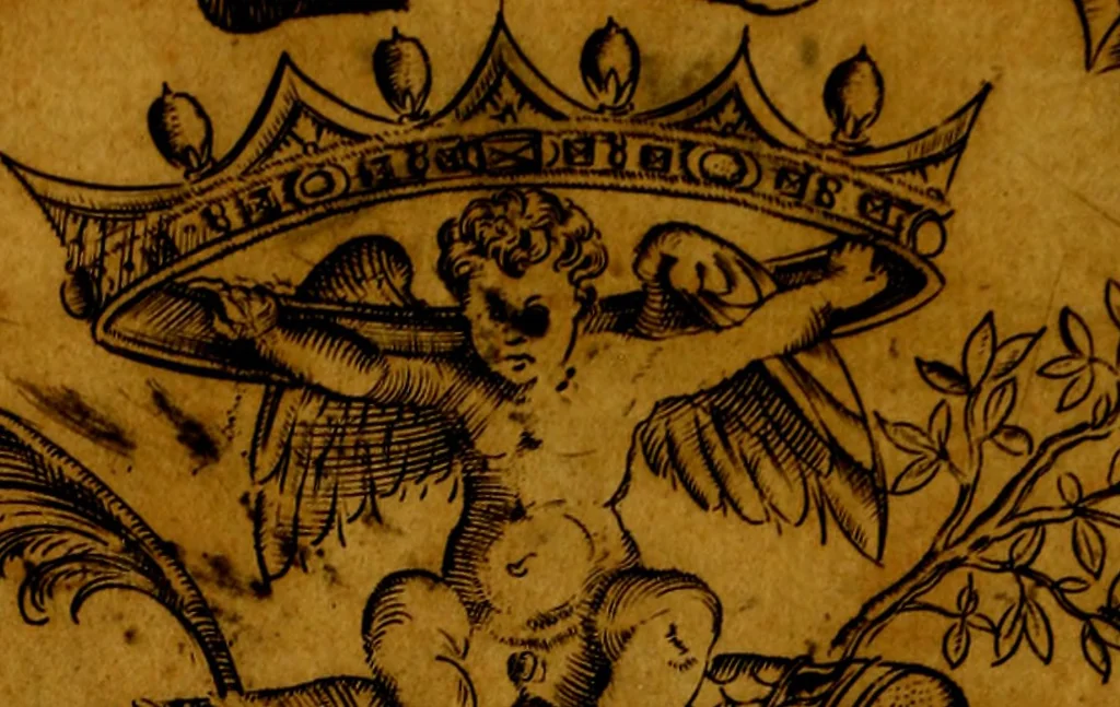 An illustration from Le imprese illvstri, con espositioni, et discorsi del S.or Ieronimo Rvscelli. Con la givnta di altre imprese tvtto riordinato et corretto da Fran.co Patritio, 1572, leaf 395