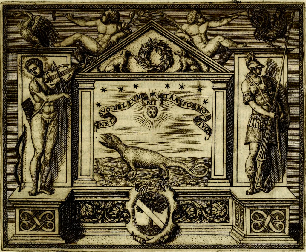 An illustration from Le imprese illvstri, con espositioni, et discorsi del S.or Ieronimo Rvscelli. Con la givnta di altre imprese tvtto riordinato et corretto da Fran.co Patritio, 1572, leaf 420