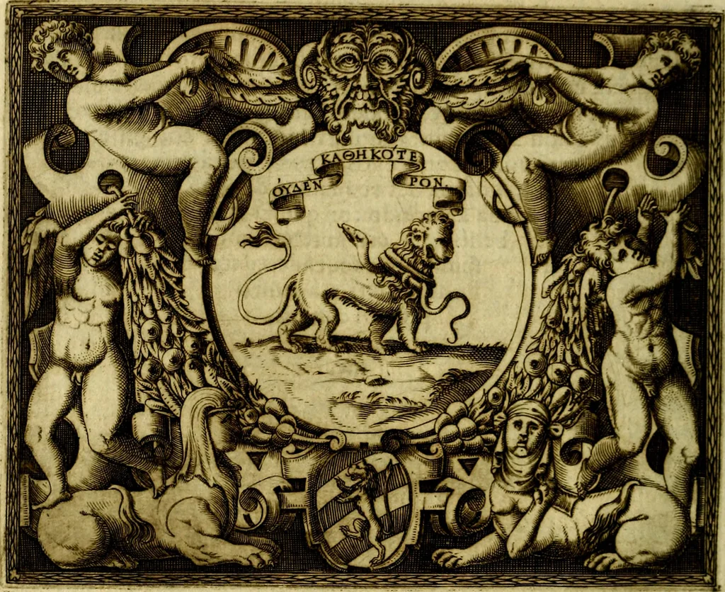 An illustration from Le imprese illvstri, con espositioni, et discorsi del S.or Ieronimo Rvscelli. Con la givnta di altre imprese tvtto riordinato et corretto da Fran.co Patritio, 1572, leaf 427