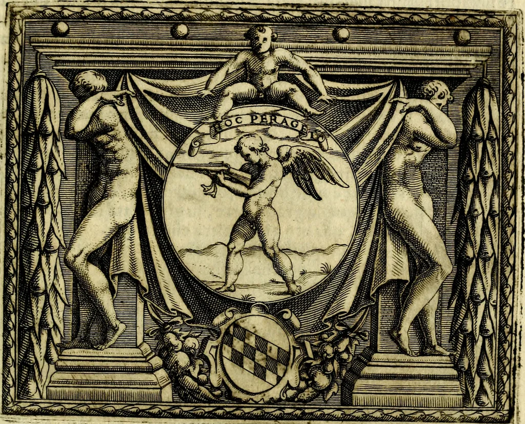 An illustration from Le imprese illvstri, con espositioni, et discorsi del S.or Ieronimo Rvscelli. Con la givnta di altre imprese tvtto riordinato et corretto da Fran.co Patritio, 1572, leaf 466