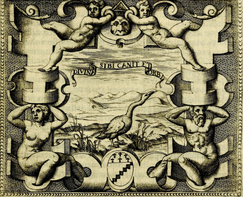 An illustration from Le imprese illvstri, con espositioni, et discorsi del S.or Ieronimo Rvscelli. Con la givnta di altre imprese tvtto riordinato et corretto da Fran.co Patritio, 1572, leaf 474
