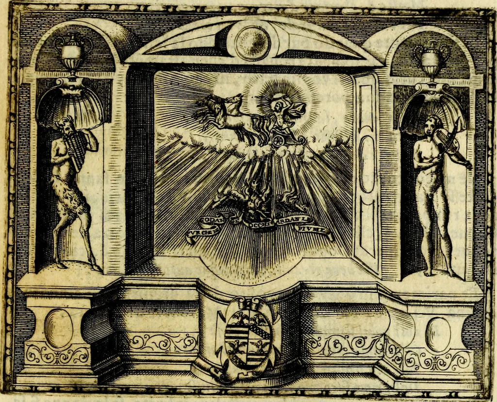 An illustration from Le imprese illvstri, con espositioni, et discorsi del S.or Ieronimo Rvscelli. Con la givnta di altre imprese tvtto riordinato et corretto da Fran.co Patritio, 1572, leaf 478