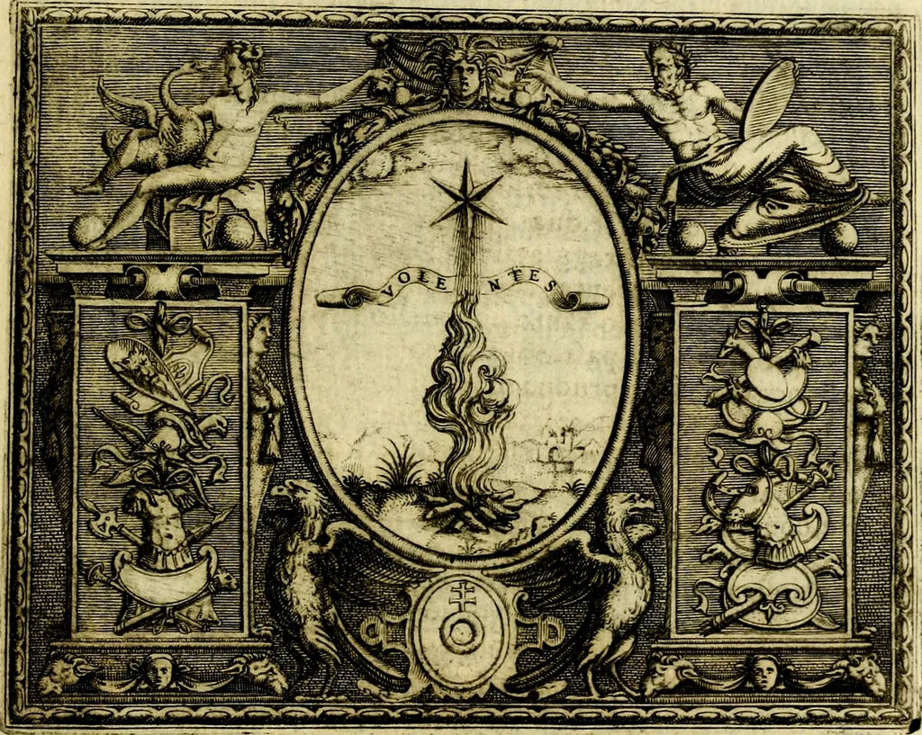 An illustration from Le imprese illvstri, con espositioni, et discorsi del S.or Ieronimo Rvscelli. Con la givnta di altre imprese tvtto riordinato et corretto da Fran.co Patritio, 1572, leaf 484