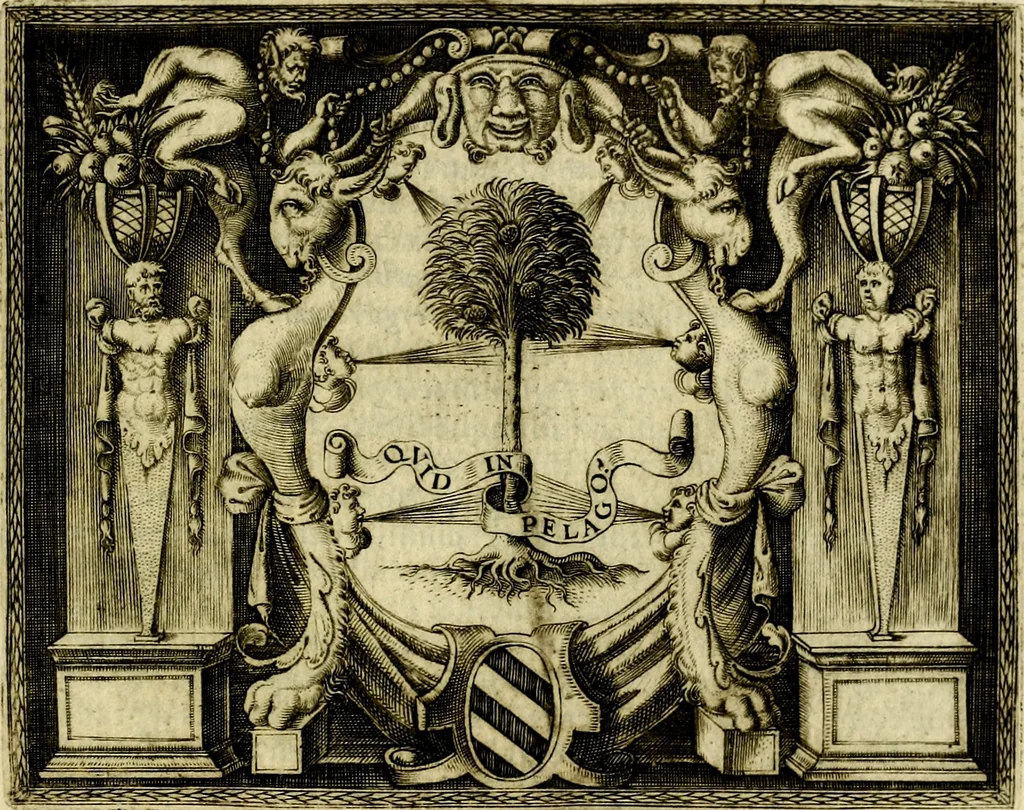 An illustration from Le imprese illvstri, con espositioni, et discorsi del S.or Ieronimo Rvscelli. Con la givnta di altre imprese tvtto riordinato et corretto da Fran.co Patritio, 1572, leaf 490