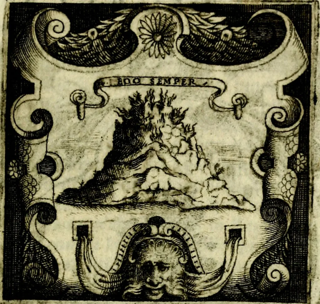 An illustration from Le imprese illvstri, con espositioni, et discorsi del S.or Ieronimo Rvscelli. Con la givnta di altre imprese tvtto riordinato et corretto da Fran.co Patritio, 1572, leaf 504