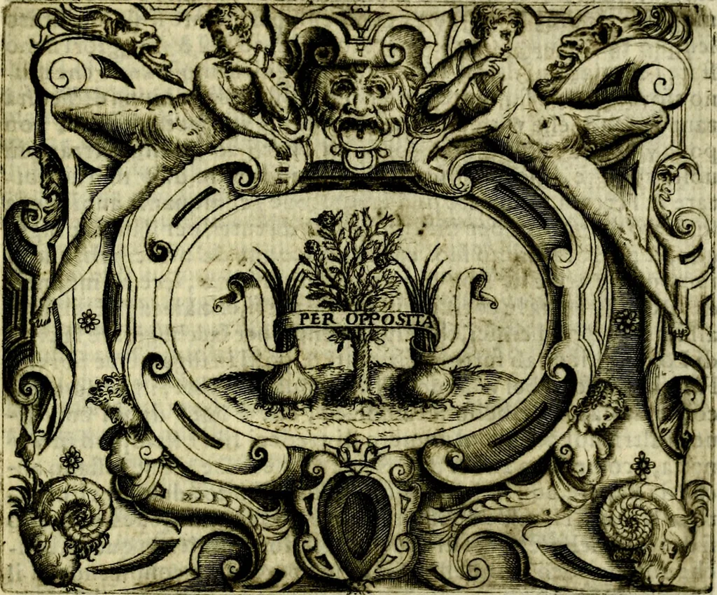 An illustration from Le imprese illvstri, con espositioni, et discorsi del S.or Ieronimo Rvscelli. Con la givnta di altre imprese tvtto riordinato et corretto da Fran.co Patritio, 1572, leaf 510