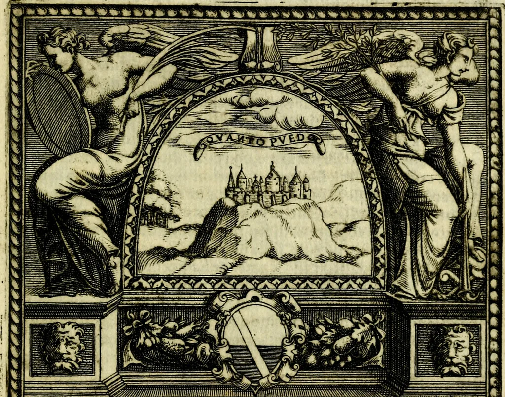 An illustration from Le imprese illvstri, con espositioni, et discorsi del S.or Ieronimo Rvscelli. Con la givnta di altre imprese tvtto riordinato et corretto da Fran.co Patritio, 1572, leaf 516