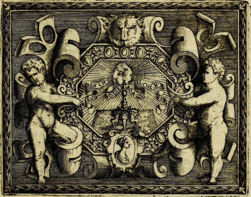 An illustration from Le imprese illvstri, con espositioni, et discorsi del S.or Ieronimo Rvscelli. Con la givnta di altre imprese tvtto riordinato et corretto da Fran.co Patritio, 1572, leaf 518