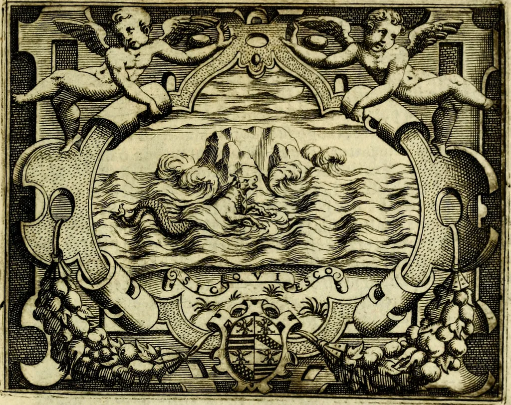 An illustration from Le imprese illvstri, con espositioni, et discorsi del S.or Ieronimo Rvscelli. Con la givnta di altre imprese tvtto riordinato et corretto da Fran.co Patritio, 1572, leaf 552