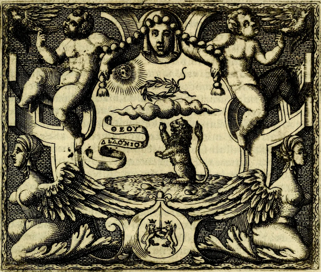 An illustration from Le imprese illvstri, con espositioni, et discorsi del S.or Ieronimo Rvscelli. Con la givnta di altre imprese tvtto riordinato et corretto da Fran.co Patritio, 1572, leaf 554