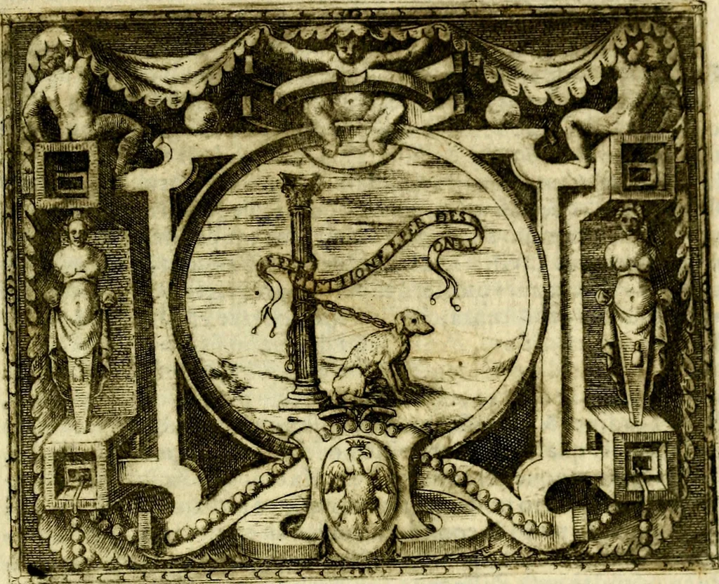 An illustration from Le imprese illvstri, con espositioni, et discorsi del S.or Ieronimo Rvscelli. Con la givnta di altre imprese tvtto riordinato et corretto da Fran.co Patritio, 1572, leaf 572
