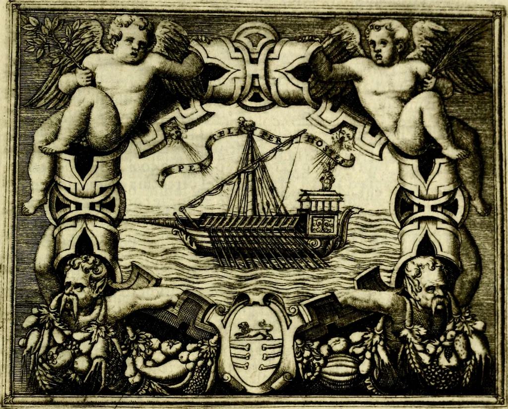 An illustration from Le imprese illvstri, con espositioni, et discorsi del S.or Ieronimo Rvscelli. Con la givnta di altre imprese tvtto riordinato et corretto da Fran.co Patritio, 1572, leaf 586