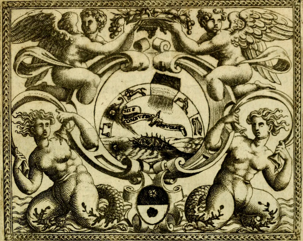 An illustration from Le imprese illvstri, con espositioni, et discorsi del S.or Ieronimo Rvscelli. Con la givnta di altre imprese tvtto riordinato et corretto da Fran.co Patritio, 1572, leaf 600