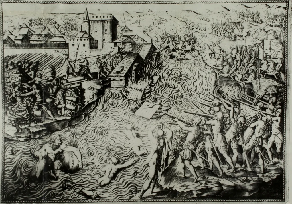 An illustration from Le imprese illvstri, con espositioni, et discorsi del S.or Ieronimo Rvscelli. Con la givnta di altre imprese tvtto riordinato et corretto da Fran.co Patritio, 1572, leaf 613