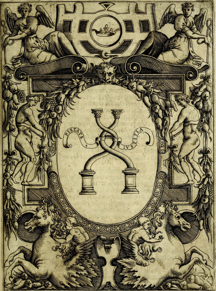 An illustration from Le imprese illvstri, con espositioni, et discorsi del S.or Ieronimo Rvscelli. Con la givnta di altre imprese tvtto riordinato et corretto da Fran.co Patritio, 1572, leaf 82