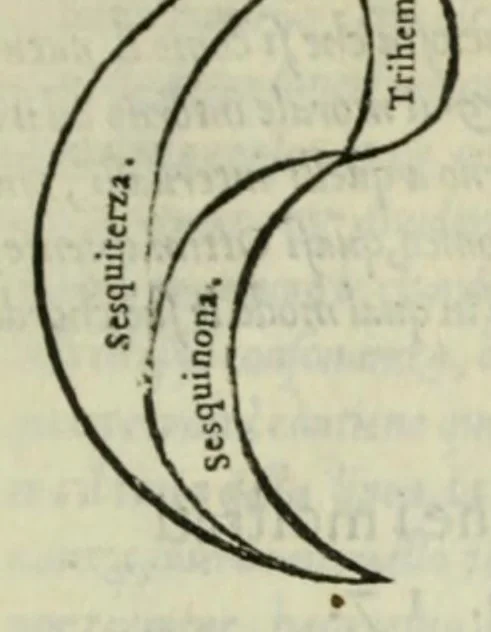 An illustration from Le istitutioni harmoniche : nelle quali oltra le materie appartenenti alla musica : si trouano dichiarati molti luoghi di poeti, d'historici, & di filosofi : si come leggerle si potrà chiaramente vedere, 1558, leaf 103