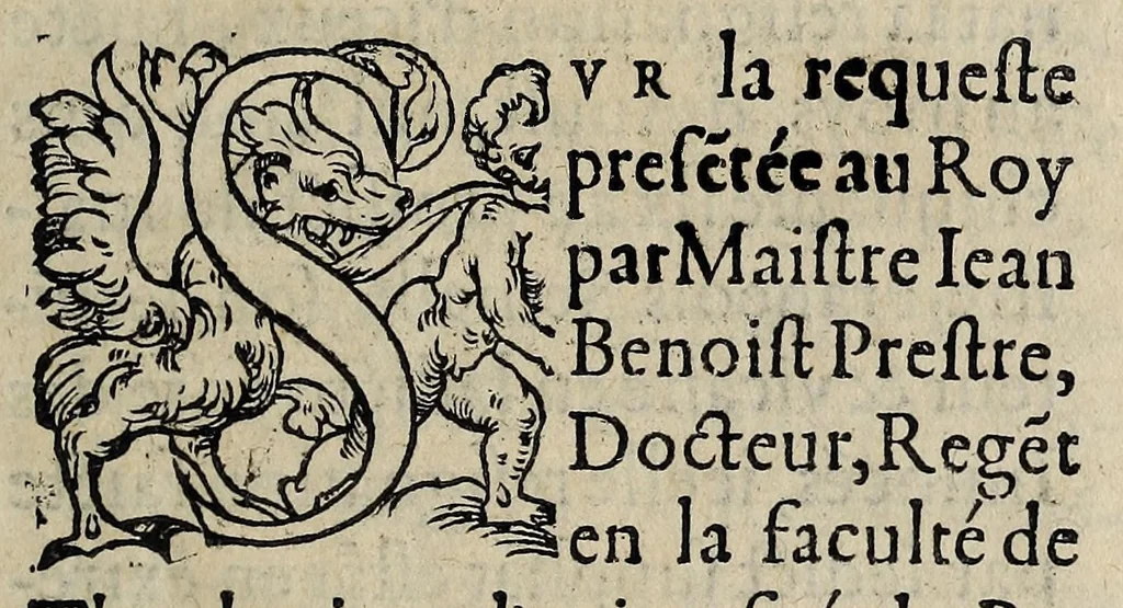 An illustration from Le ivgement donne par le Roy, sur la reintegrande des benefices, resignez par le possesseur d'iceux, estant en extremité de ma ladie. Fraudé par son resignataire contre sa promesse., 1558, leaf 7