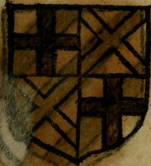 An illustration from Le jardin d'armoiries : contenant les armes de plusieurs nobles royaumes & maisons de Germanie Inferieure: oeuvre autant nouveau, que proufitable à tous amateurs du noble exercice d'armes. Den boomagert der wapenen, inhoudende wapenen van vele edele huysen van dese Nederlanden, en andere onliggende .., 1567, leaf 100