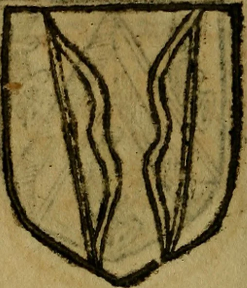 An illustration from Le jardin d'armoiries : contenant les armes de plusieurs nobles royaumes & maisons de Germanie Inferieure: oeuvre autant nouveau, que proufitable à tous amateurs du noble exercice d'armes. Den boomagert der wapenen, inhoudende wapenen van vele edele huysen van dese Nederlanden, en andere onliggende .., 1567, leaf 107